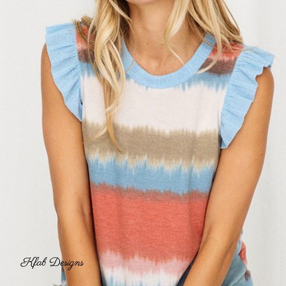 ❤️LAST 2! Ruffled Tie Dye Soft Knit Stretch Top! - Picture 6 of 6